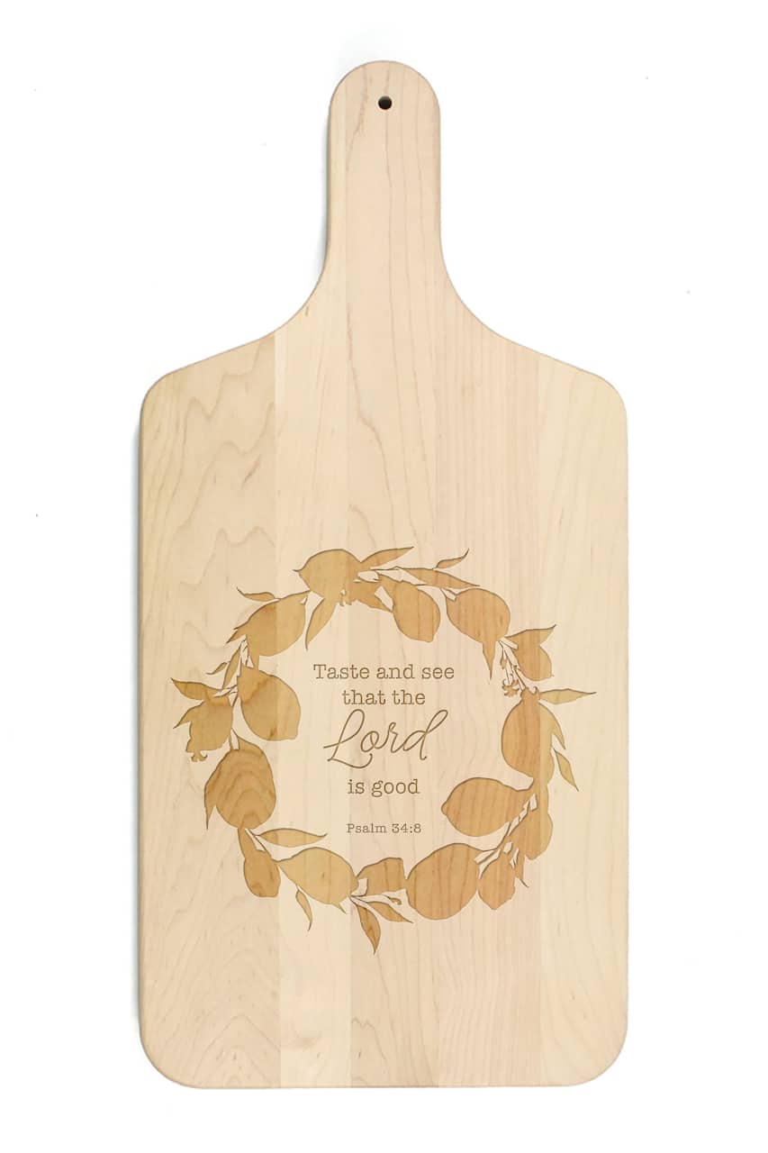 Lemon Wreath 8" x 17" Maple Paddle Cutting Board